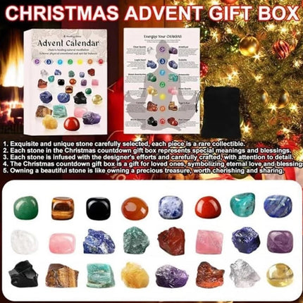 Christmas Crystal Advent Calendar 2025 - 24 Healing Crystals Mineral Countdown Gift Box