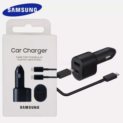 60W Samsung Super Fast Charging Dual Car Charger (45W+15W) 2 Port USB-C & USB-A