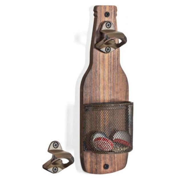 Wall Mounted Beer Bottle Opener with Cap Catcher Bar Kitchen Accessory