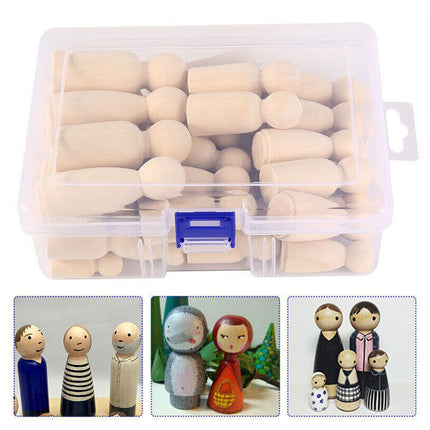 50Pcs Wooden Unfinished Peg Dolls Craft Wedding People Kid Family Decoration DIY