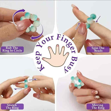 5 Pack Beaded Sensory Finger Rings, Stress Relief Fidget Rings for Autism ADHD