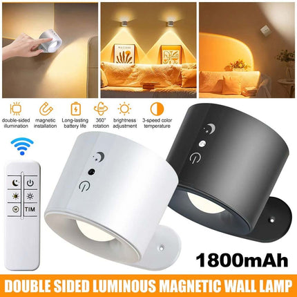 Rechargeable LED Wall Sconce Light, Magnetic Wall Mounted Night Lamp with Remote Control