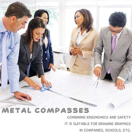 Premium Metal Drafting Compass, Reusable Geometry Drawing Tool with Refillable Leads