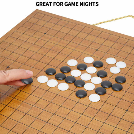 Wooden Portable Weiqi Go Game Set, Traditional Chinese Timber Strategy Board Game Gift