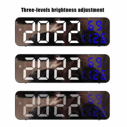 Led Digital Wall Clock Large Screen Time Temperature Humidity Display Clock