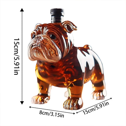 Novelty Bulldog Shaped Whiskey Decanter Unique Liquor Bottle