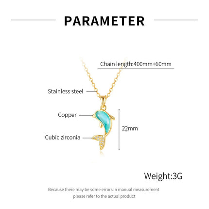 Stainless Steel Blue Dolphin Pendant Necklace - European Style Gift for Women