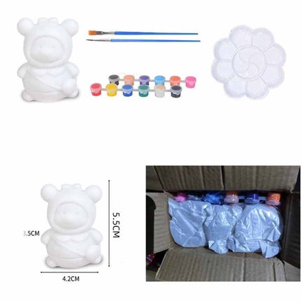 Set of 10 Paint Your Own Bear Figurines DIY Arts & Crafts Kit Decor Gift for Kids Family