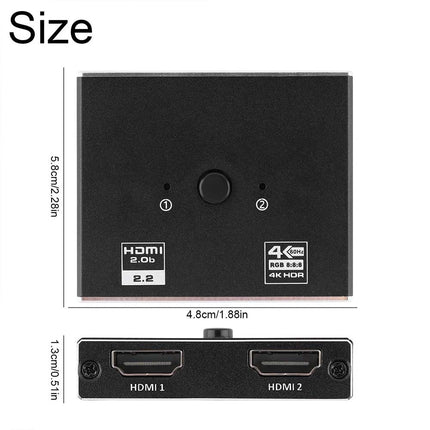 4K@120Hz HDMI 2.1 Splitter Switch 1in 2out / 2in 1out 60Hz UHD HDTV PC