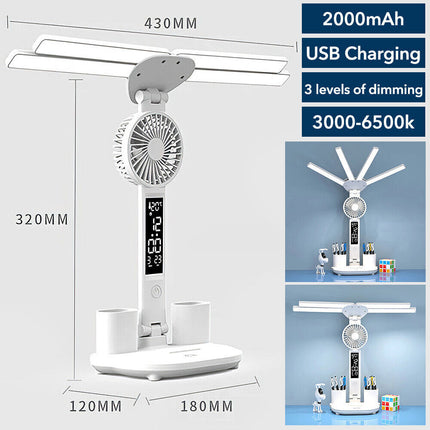 4 IN 1 LED Desk Lamp with Fan Dimmable Reading Lamp Reading Table Night Light