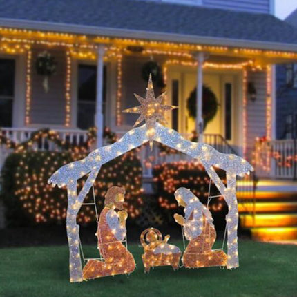 Light-Up Nativity Scene Christmas Outdoor Decoration with LED Lights Patio Lawn