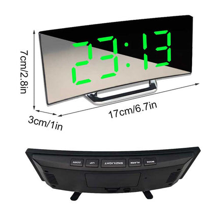 Digital Alarm Clock 7 Inch Curved Dimmable LED Electronic Digital Desktop Clock