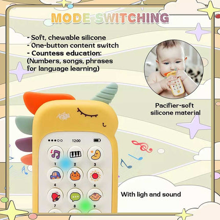 Baby Educational Unicorn Phone Toy Set Lights Music Animal Sounds Dual Language Toddlers
