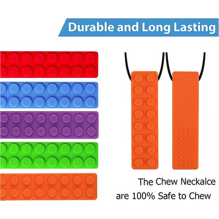 5pcs Kids Adults Sensory Chew Necklace Autism ADHD Biting Gem Chew Teething Toys