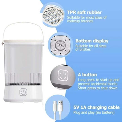 Portable Electric Makeup Brush Cleaner – USB Rechargeable Automatic Cleaning Tool