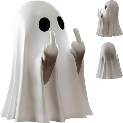 "9CM Funny Middle Finger Ghost Statue | Halloween Resin Figurine for Home Decor