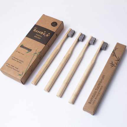 Eco-Friendly Grey Bamboo Toothbrush 4 Pack Extra Dense Soft Bristles
