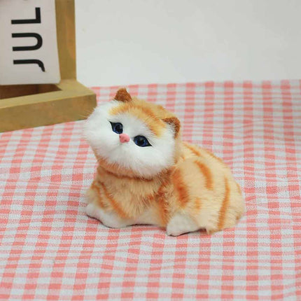 Meowing Plush Cat Figurine Realistic Kitten Home Decor Kids Toy Gift