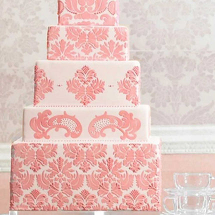 2x Side Fondant Damask Decor Lace Baking Tool Mould Flower Border Cake Stencil