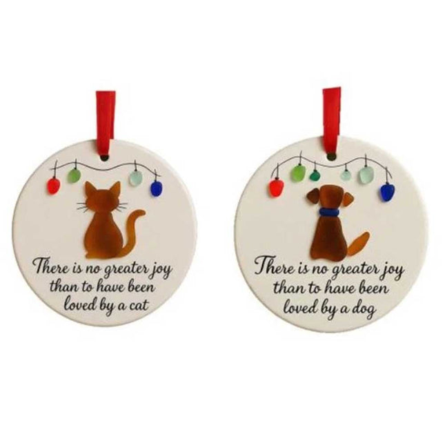2pcs Sea Glass Pet Ornament - Hanging Ocean Glass Decor for Christmas Tree