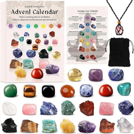 Christmas Crystal Advent Calendar 2025 - 24 Healing Crystals Mineral Countdown Gift Box