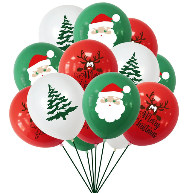24X Merry Christmas Latex Balloons Red Green White Santa Theme for Festive Party Decorations