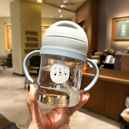250ml Baby Cup with Straw Bottle Drinking Water Kids Sippy Cup Handle Toddler Feeder