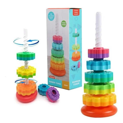 Rainbow Spinning Stacking Tower, Gear Assembly Toy