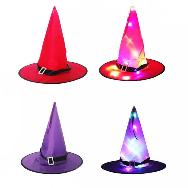 5pcs Halloween Witch Hats w/Colored LED String Light Outdoor Hanging House Decor