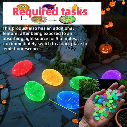 200PCS Glow In The Dark Pebbles, Luminous Garden Stones for Outdoor Yard Decor & Gift