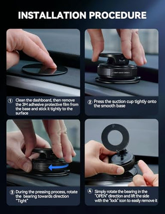 Magnetic Suction Cup Car Phone Mount 360° Adjustable for Smartphones