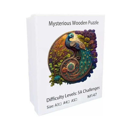 Round Peacock Wooden Jigsaw Puzzle Family Fun & Adult Activity