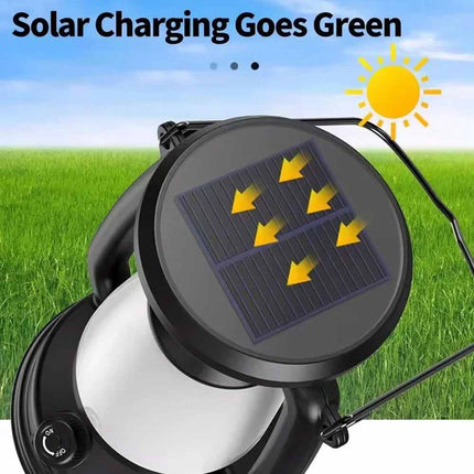 Solar & USB Rechargeable LED Camping Lantern, Outdoor Portable Light for Tent Hiking Camping