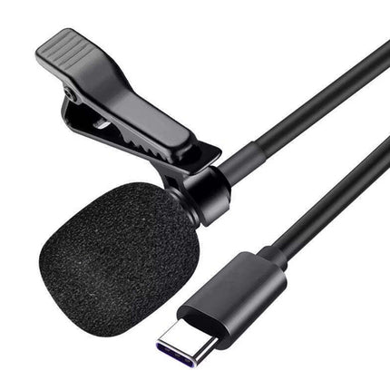 Type C Pro Lavalier Lapel Mini Stereo Microphone Clip Condenser Mic For Samsung