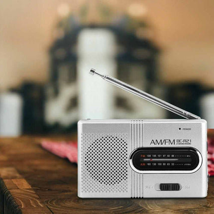 Portable Mini Pocket AM FM Travel Radio Built-in Stereo Speaker Battery Powered