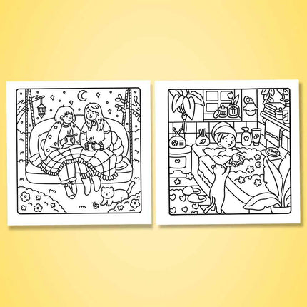 Girls & Friends Coloring Book Easy Bold Pattern Adult Stress Relief Book