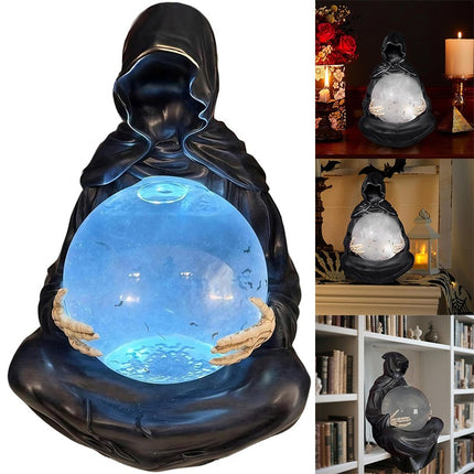 The Death God's Crystal Balls LED Light Grim Reaper Water Globe Halloween Decor