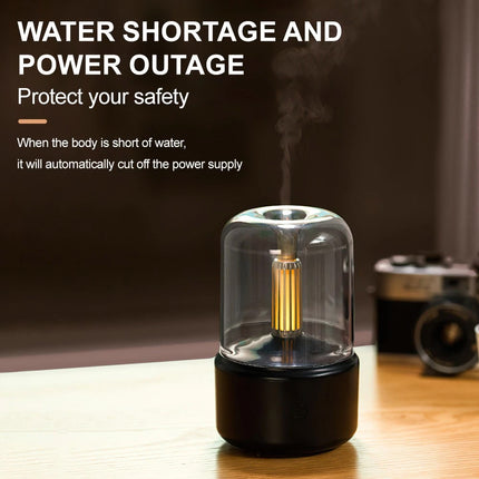 Black Vintage Style USB Plug-In Candlelight Aroma Diffuser and Humidifier 120ml
