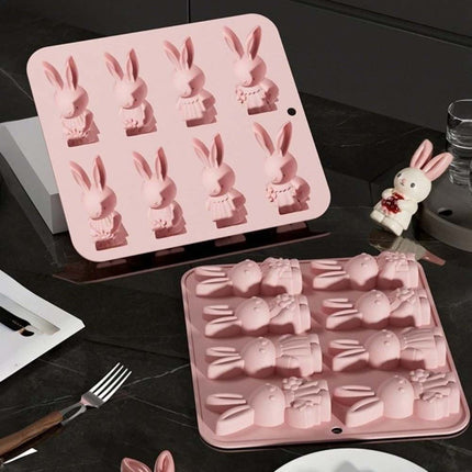Easter Bunny 8 Grids Mould Food Grade Baking Mold Kitchen Baking Tool