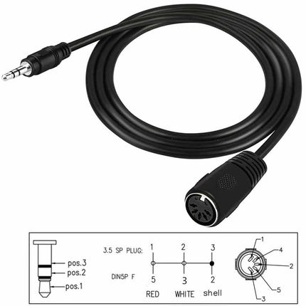 Type A TRS 3.5mm Mini Jack Male to 5 Pin DIN MIDI Female Adapter Cable, 0.5M | Compatible with Roland Korg Synthesizer