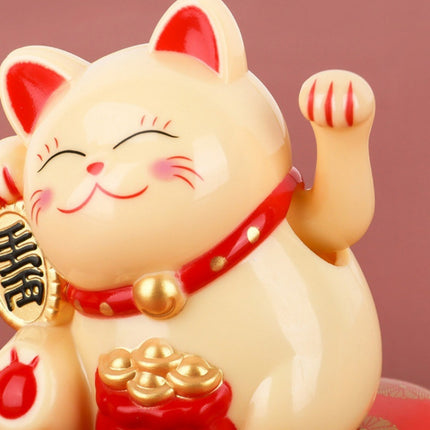 Solar Powered Chinese Maneki Neko Lucky Waving Beckoning Fortune Gift Cat Decor