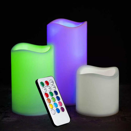 Colour Changing LED Candle Flameless Flickering LED Wax Mood Set with Remote