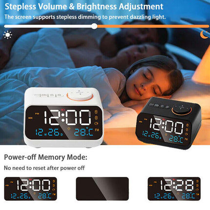 LED Digital Alarm Clock Time Calendar Temperature FM Radio Snooze Desk Clocks