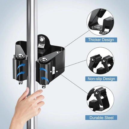 4pcs Stainless Steel Broom Hanger Wall Mounted Mop Holder Home Mop Storage Clip