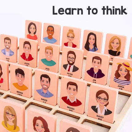 Wooden Guessing Who Board Game Logical Thinking Training Educational Toy