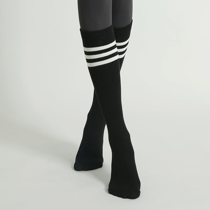 Women's Mid-Calf Striped Yoga Socks, Non-Slip for Indoor Floor Workout