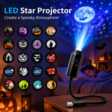 Plug‑and‑Play HD Holiday Projector, USB Powered 360° Rotating Light for Halloween & Christmas
