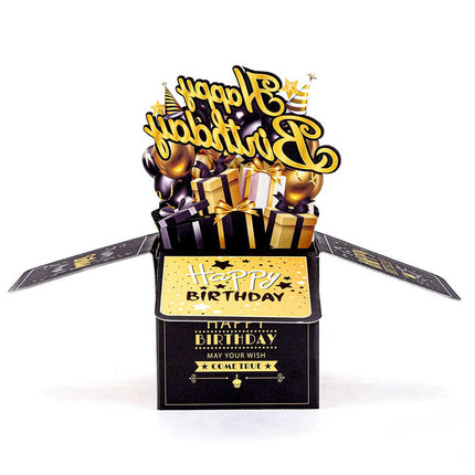 Gold 2D Pop-Up Birthday Greeting Card: Special Design for Mum, Dad, Friends & Loved Ones