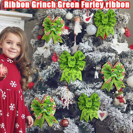 4pcs Grinchs Ribbon Wired 2.5In 4 Roll 20Yards Christmas Ribbon Wreaths Bows DIY