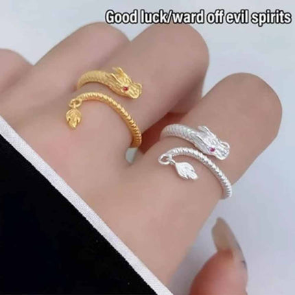 Dragon's Tail Qiankun Lucky Ring, Adjustable Wrap Dragon Rings, Dragon Tail Wrap